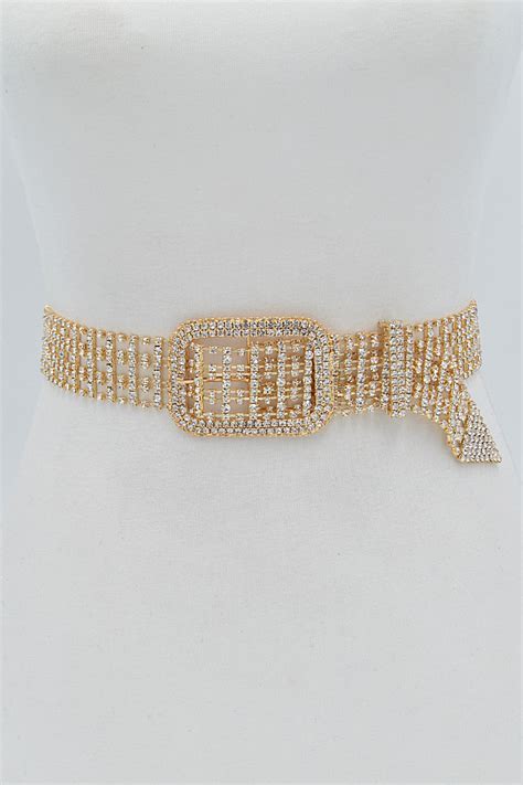 Pb Gold Rhinestone Rectangle Belt Rhinestone Belts