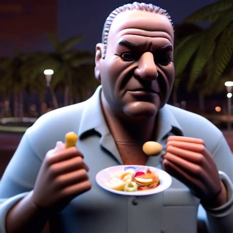 Krea Ai Realistic Tony Soprano Eating Colombian Street Foo