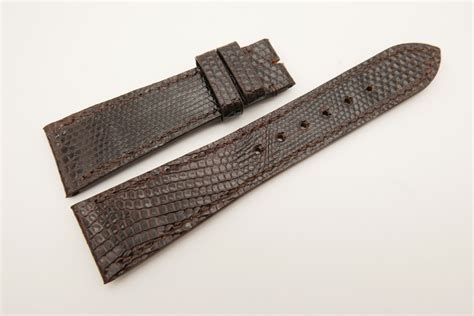 Mm Mm Dark Brown Genuine Lizard Skin Leather Watch Strap Wt