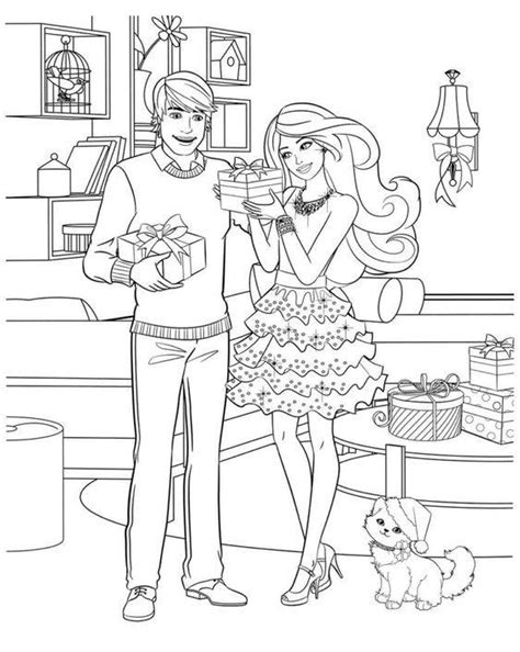 Coloriage Princesse Barbie Avec Ken Et Son Chaton