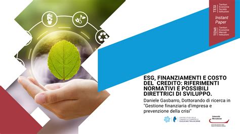 Esg Finanziamenti E Costo Del Credito Riferimenti Normativi E