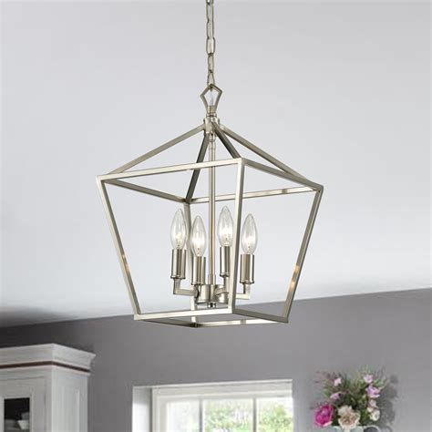 Light Brushed Nickel Lantern Pendant Chandelier In Edvivi Lighting