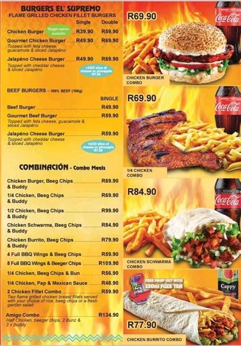 Menu at Mochachos Chicken Villages restaurant, Sasolburg