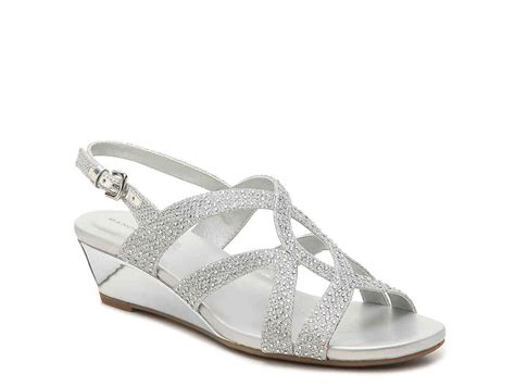 Bandolino Giove Wedge Sandal Prom Shoes Silver Flat Shoes Wedge Sandals