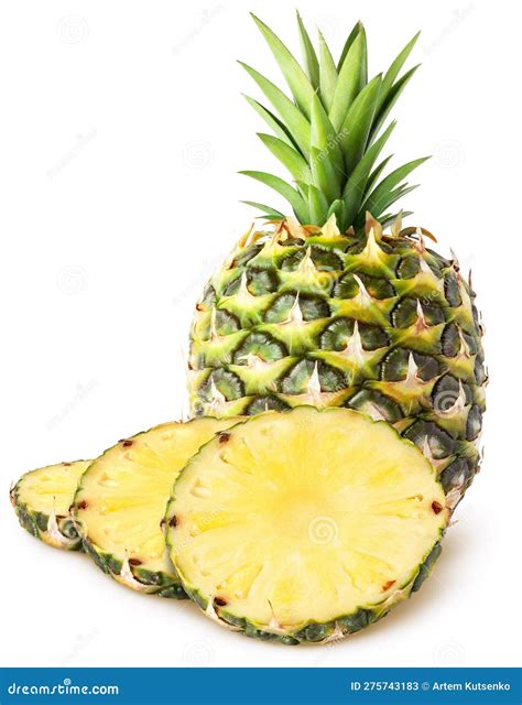 Isolated Pineapple Fruits Whole Pineapple Fruit With Slices Isolated