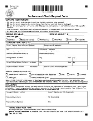 Fillable Online TSD Replacement Check Request Form IA 81 Fax Email