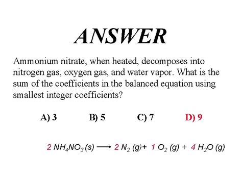 Balanced Equation For Ammonium Nitrate And Water Tessshebaylo