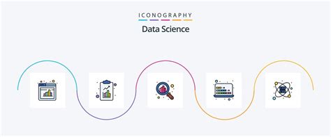 Data Science Line Filled Flat Icon Pack Including Rack Graph