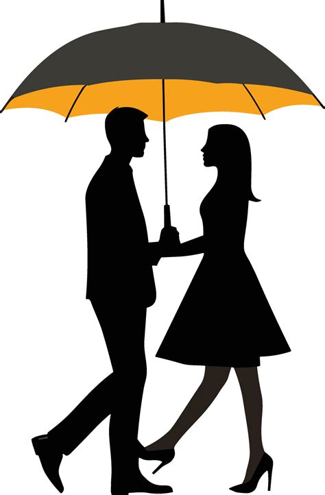 Silhouette Of A Couple Under The Umbrella Illustration 26182957 Vector Art At Vecteezy