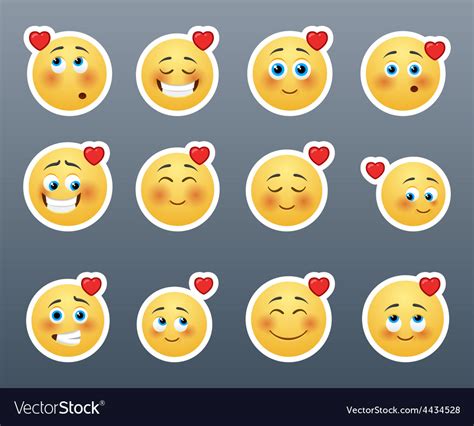 Cute Smiles With Hearts Royalty Free Vector Image