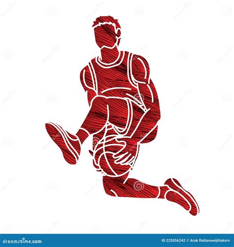 Basketball Male Player Action Cartoon Graphic Vector Stock Vector