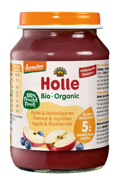 Holle DEMETER Glas Obst Apfel Mit Heidelbeer