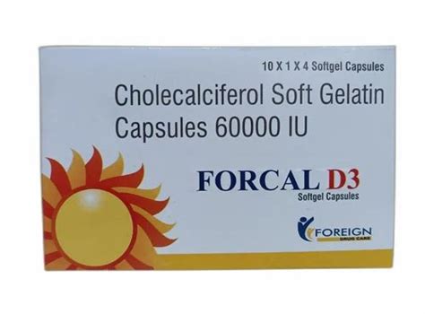 Cholecalciferol Soft Gelatin 60000 IU Capsules 10 X 1 X 4 At Rs 35