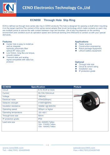 Ceno Through Hole Slip Ring Ecn Ceno Electronics Technology Co