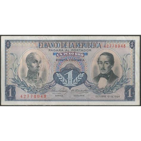 1 Peso Banco de la República OCT 12, 1964