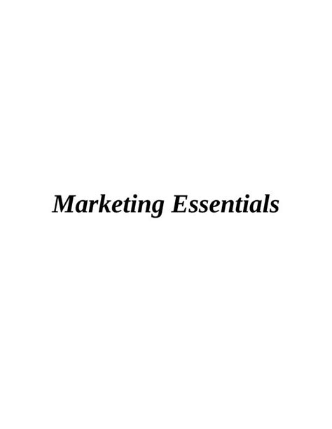 Marketing Essentials Unit