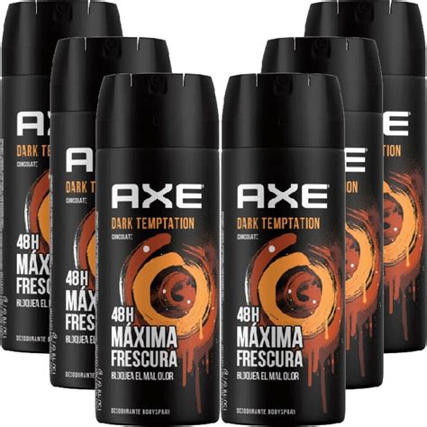 6 Pack Axe Dark Temptation Mens Deodorant Body Spray 150ml Walmart