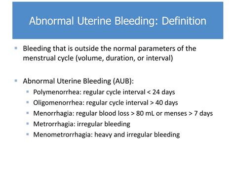 Ppt Normal And Abnormal Uterine Bleeding Powerpoint Presentation