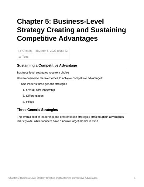 Chapter 5 Business Level Strategy Creating And Sustaining Competitive