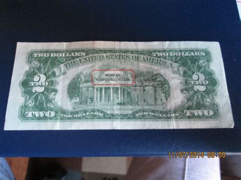 $2 Dollar Bill Red Us Treasury Seal Series 1963