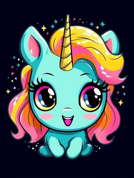 Un Unicornio De Dibujos Animados Con Una Melena Rosa Y Un Cuerpo Azul