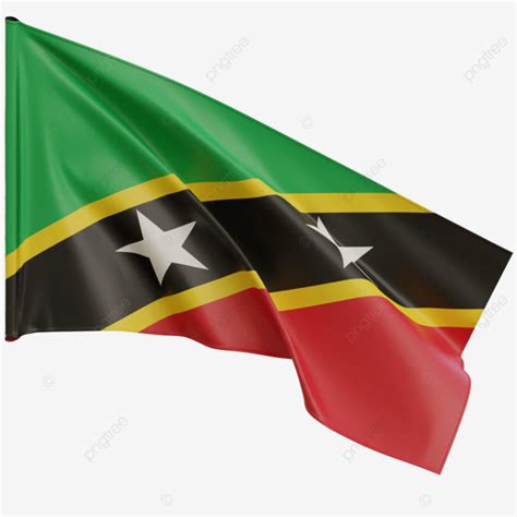 Saint Kitts And Nevis Flag Waving Saint Kitts And Nevis Flag With Pole