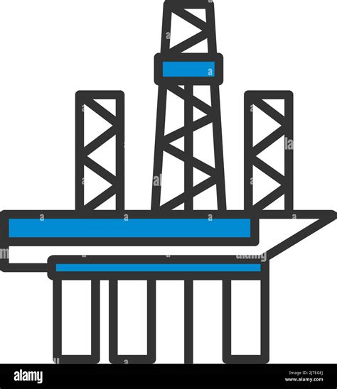 Oil Sea Platform Icon Editable Bold Outline With Color Fill Design