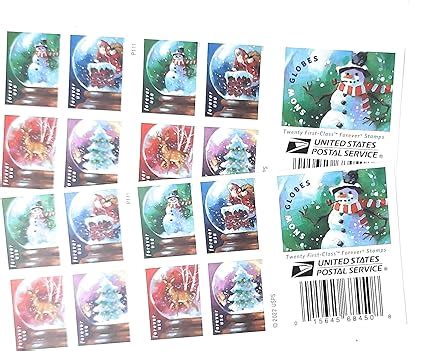 Amazon USPS Snow Globes Forever Postage Stamps A Snowman Santa