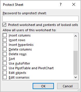 Protect Excel Spreadsheet Options Microsoft Excel