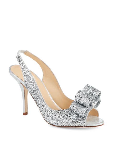 Kate spade Charm Glitter Heels in Metallic | Lyst