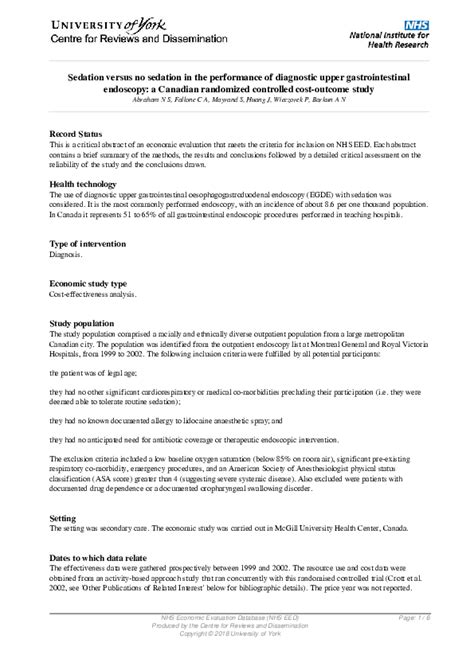 (PDF) Sedation versus no sedation in the performance of diagnostic ...