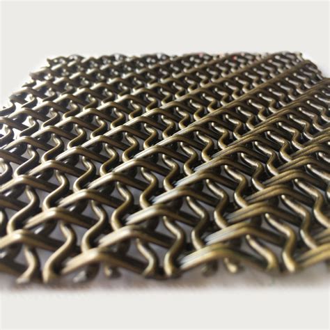 Flat Metal Furniture Screen Single Crimp Grille Antique Brass Finish Double Round Decorative