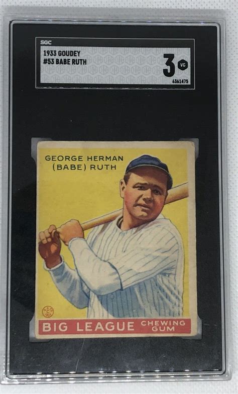 Goudey Babe Ruth Sgc New York Yankees Mlb Hof Beautiful