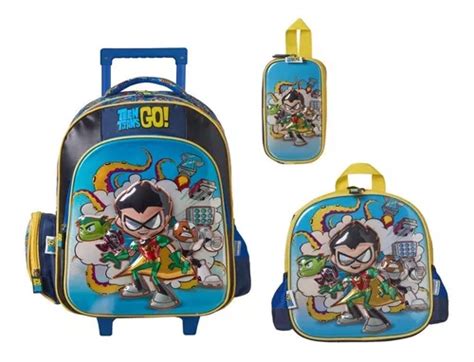 Kit Mochila Lonchera Y Lapicera Teen Titans Primaria Ad810 En Venta En