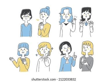 Set Young Women Various Poses Comical Stock Vector (Royalty Free ...