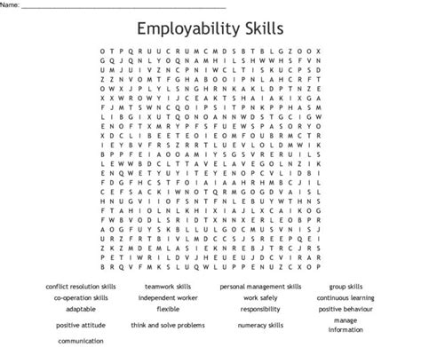 Employability Skills Word Search Word — Db