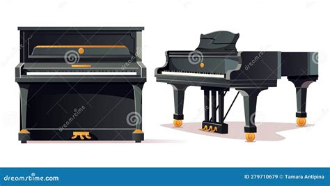 Classic Black Grand Piano And Upright Piano Two Types Of Pianos