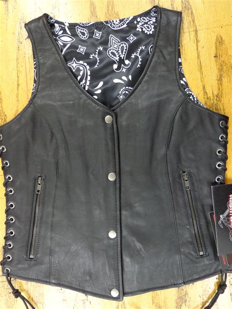 Ladies Leather Black Paisley Vest Arizona Biker Leathers Llc