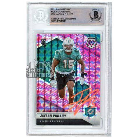 Jaelan Phillips 2021 Panini Mosaic Camo Pink Autograph Rookie Card 350