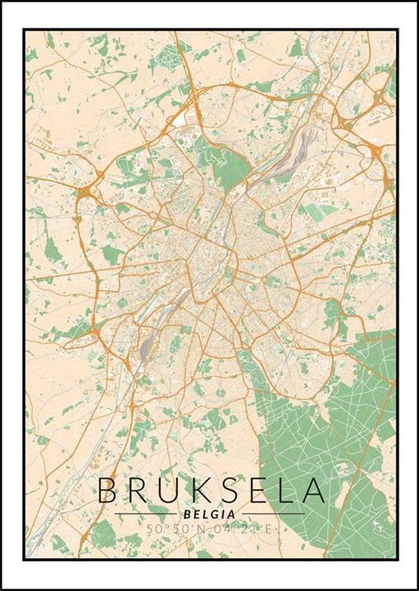 Galeria Plakatu Plakat Bruksela Mapa Kolorowa 40x60 Cm Galeria