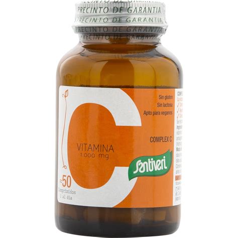 Vitamina C 1000 Mg Sin Gluten Y Sin Lactosa Frasco 50 Comprimidos