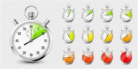 Iconos realistas de cronómetro clásico cronómetro de metal brillante