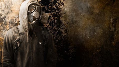 Men S Gray Smoking Mask Gas Masks Apocalyptic Hd Wallpaper