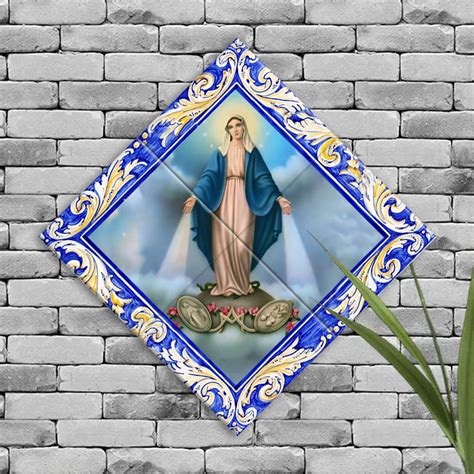 Quadro Imagem Nossa Senhora Da Medalha Milagrosa Em Azulejo Decorativo