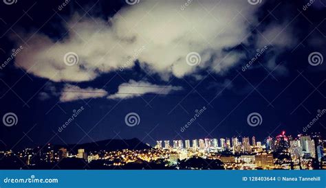 Honolulu City Night Lights stock photo. Image of city - 128403644