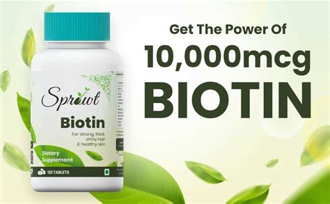 Sprowt Plant Based Hair Growth Biotin Tablets 10000mcg For Strong