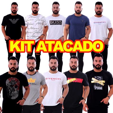 Kit Camiseta T Shirt Masculina Importada Grife Multimarcas Algod O