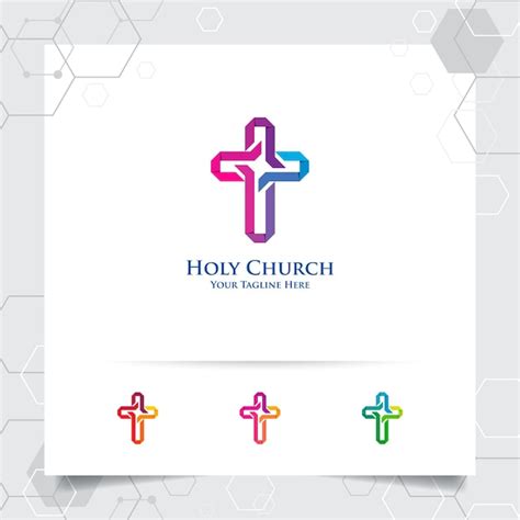 Diseño de logotipo de cruz cristiana con el concepto de símbolo