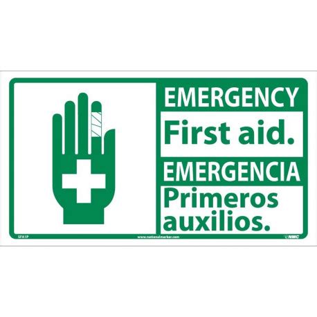 AccuformNMC SBMFSD Bilingual Emergency Safety Sign First Aid Station