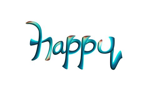 Happy Calligraphy Blue Letter Png